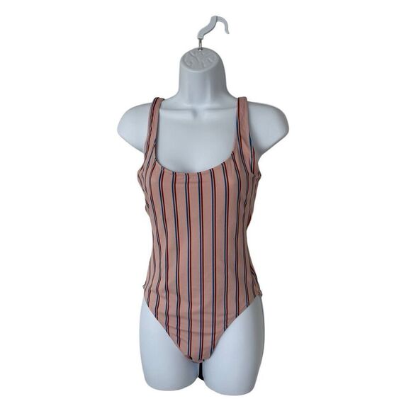 Madewell  Women's Paseo Striped Second Wave One-Piece Swimsuit Pink, Red, Blue S - Picture 1 of 10
